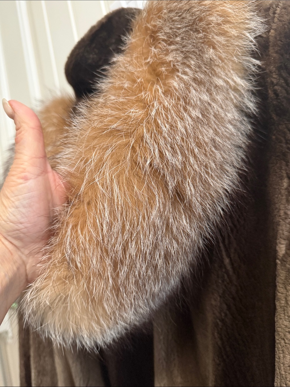 Women's Brown and Cream Genuine Fur… Anorak/Parka